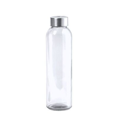 Bottiglia di vetro Terkol da 500 ml, corpo trasparente in materiale privo di BPA e tappo a vite in acciaio inossidabile. DMAG0115CT3