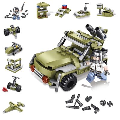 Todo terreno militar 10 en 1, con 215 piezas. Construye 10 modelos individuales. DMAK0315C20