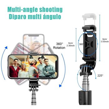 Trépied extensible avec perche à selfie et télécommande Bluetooth. Prise en charge des smartphones et des appareils photo. DMAD0025C00 4
