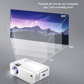 Vidéoprojecteur LED A13 Full HD1080P, prend en charge 4K. De 27 à 200 pouces, luminosité 8000 lm, haut-parleur intégré. DMAF0143C01 5