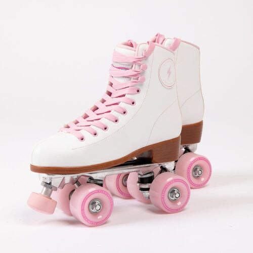 Patines 4 Ruedas Retro Unisex Resistentes Color Blanco/Rosa