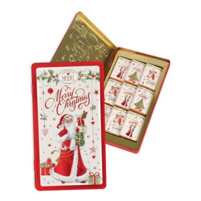 WHITE CHRISTMAS DECORATIVE BOX - 9 mini chocolate bars of 10g