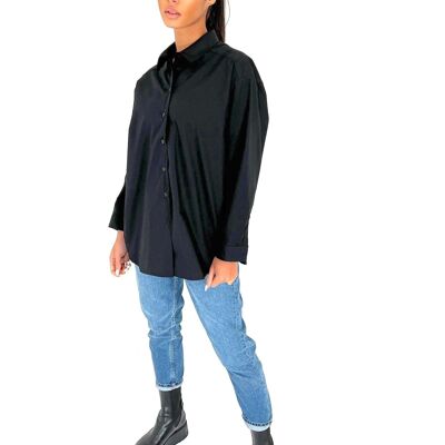 LIBRE - Cotton shirt with pockets BLACK