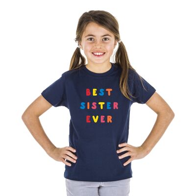 NAVY BEST SISTER EVER TSHIRT COLORFUL WAF