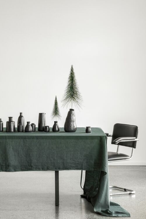 Linen Tablecloth Forest green (250x145 cm)