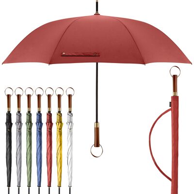 Paraguas premium | Efecto loto | Mango de madera | Paraguas de palo rojo