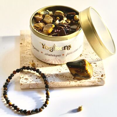 Coffret bien-être & spirituel • Protection & Ancrage • Bougie, bracelet & pierre roulée