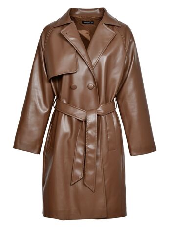 MAKA - Trench similicuir MARRON 4