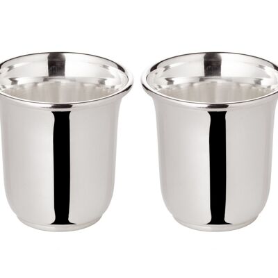 Set of 2 shot cups Cuno (height 5 cm, 4 cl), heavy silver plated, shot glass