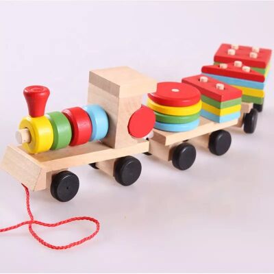 Wooden train with stacking blocks