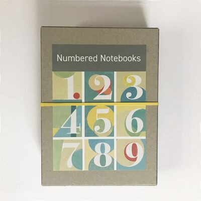 Set mit 9 nummerierten Notizbüchern
