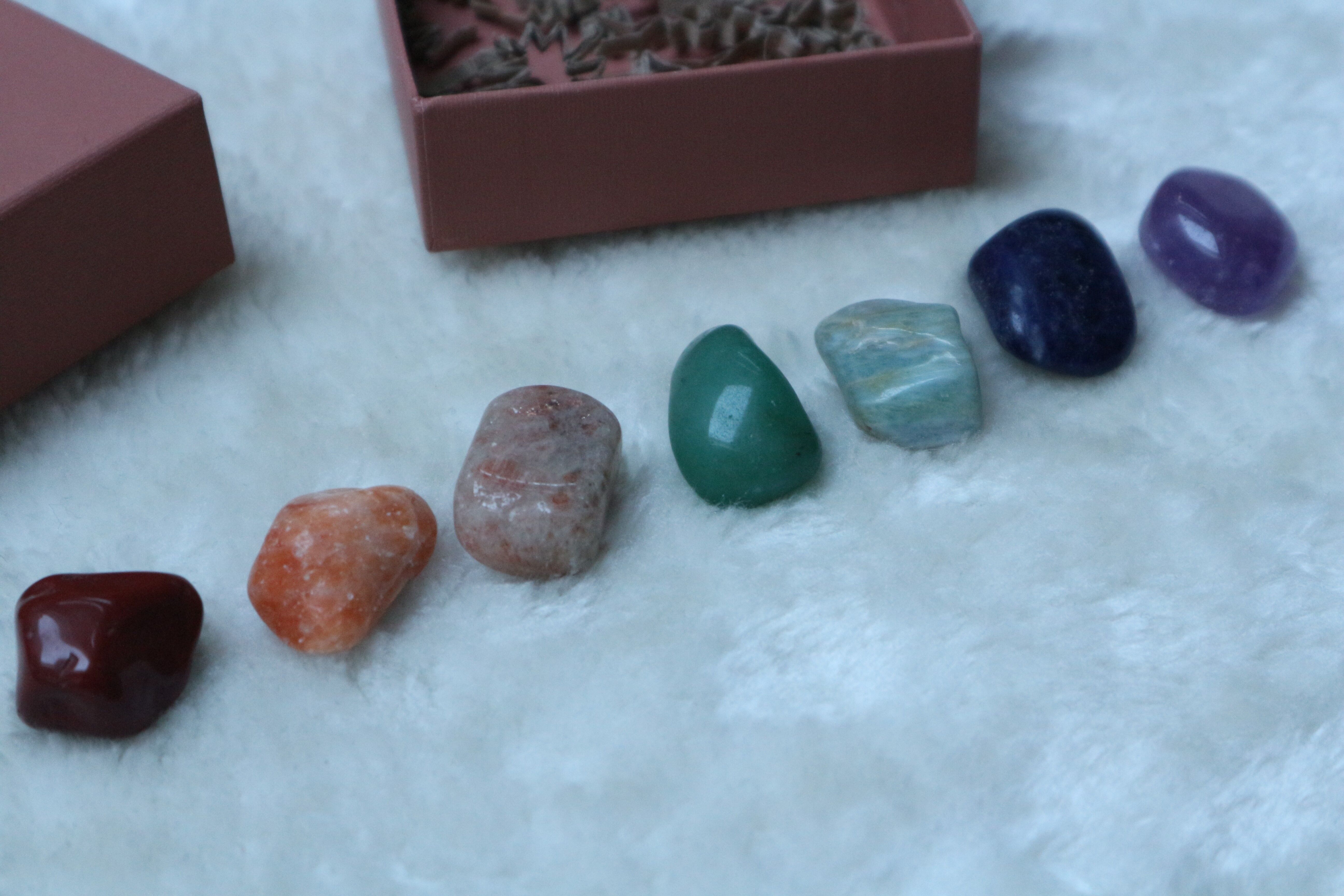 Chakra set with tumbled stones