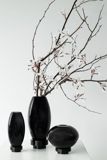 Vase forme boule au design innovant, verre noir, RUD00ZW 4