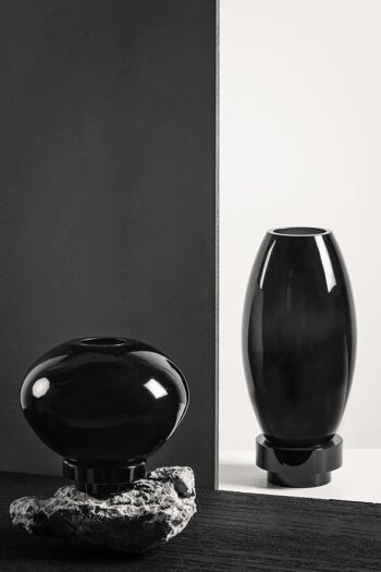 Vase forme boule au design innovant, verre noir, RUD00ZW 6