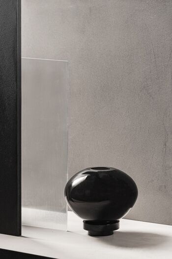 Vase forme boule au design innovant, verre noir, RUD00ZW 7