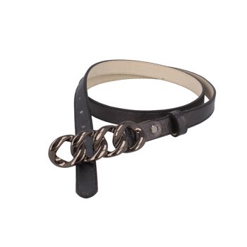 Ceinture femme cuir nappa statement étroit noir 2