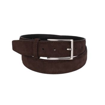 Ceinture homme en cuir suédé marron foncé 1