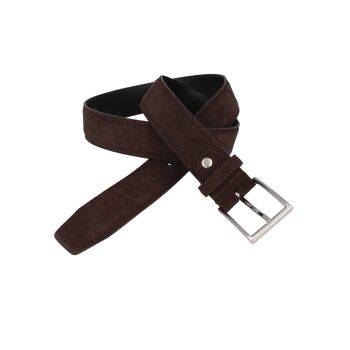 Ceinture homme en cuir suédé marron foncé 2