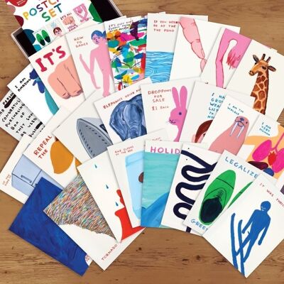 Postales (en caja de regalo) - Divertido juego de postales - 24 diseños (juego 2)
