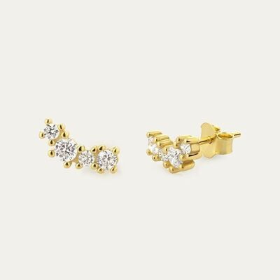 Carlotta Gold Earrings - Mint Flower -