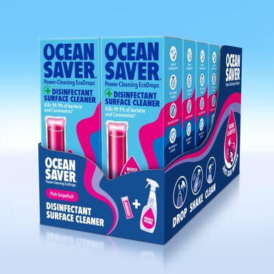 Limpiador desinfectante de superficies OceanSaver, paquete de 12, pomelo rosa