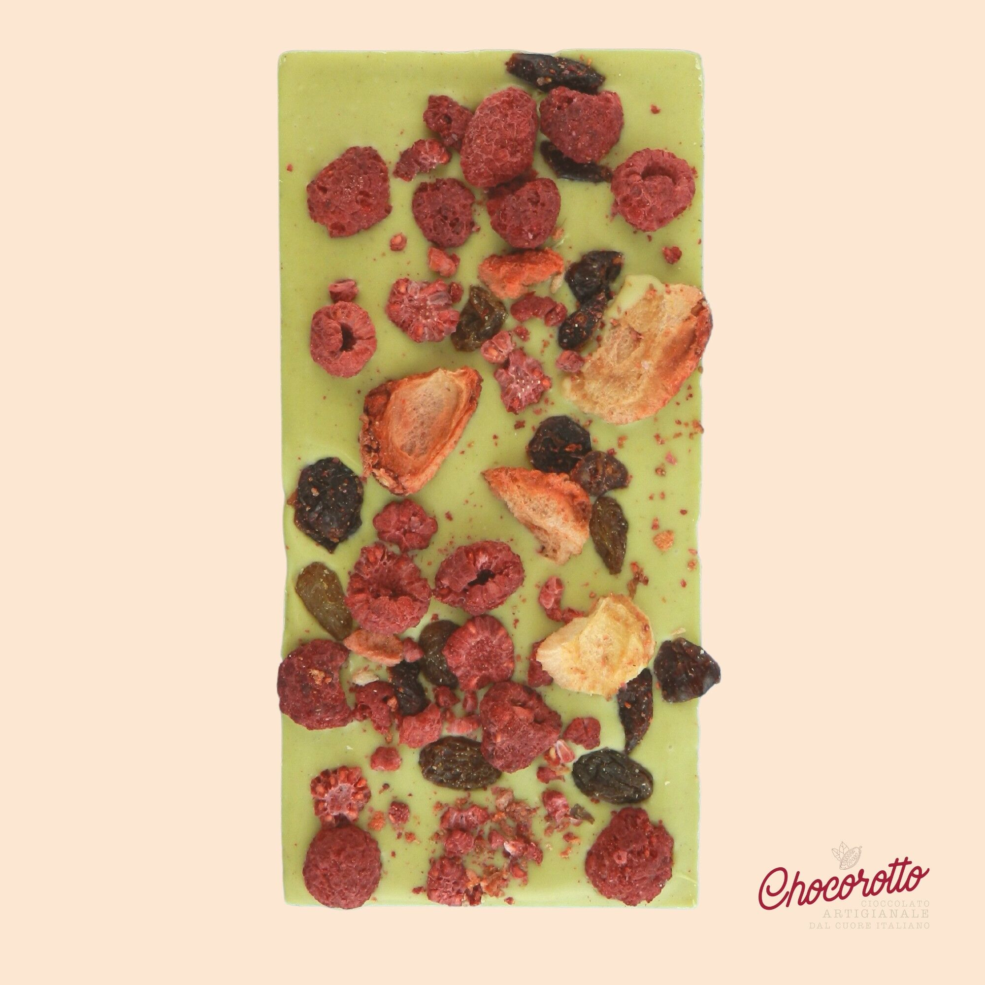 Tavoletta Cioccolato al Pistacchio con Mix di Frutta 100gr