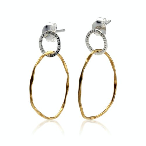 Handmade Gold Plated and Sterling Silver Oval Drop Earrings