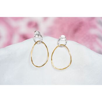 Boucles d'oreilles pendantes ovales en plaqué or et argent sterling faites à la main 5