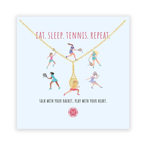 EAT. SLEEP. TENNIS. REPEAT. Necklace Gold