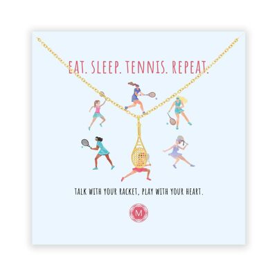 EAT. SLEEP. TENNIS. REPEAT. Necklace Gold