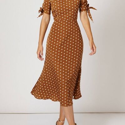Laila Polka Dot Brown Dress Iconics