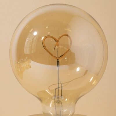 Golden Heart Light Bulb Deco