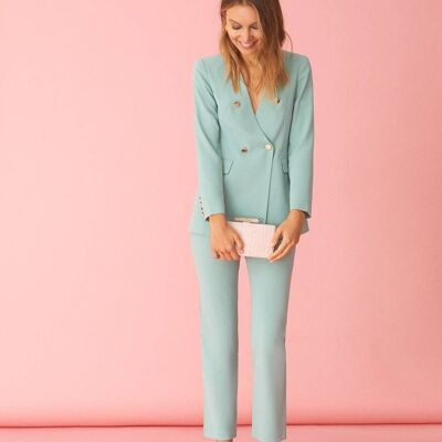 Green Cornelia Jacket & Alexandra Pants Suit Pretty in Pink