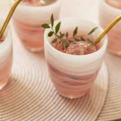 Set of 6 Alabaster Glass Cups Deco