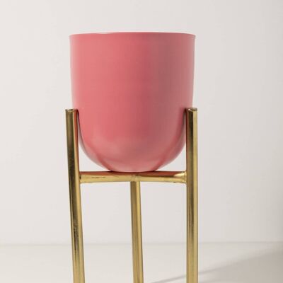 Pink Flowerpot with Gold support Deco
