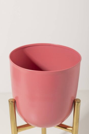 Pot de fleurs rose avec support doré Deco 2