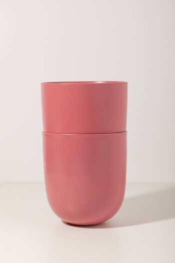 Pot de fleurs rose avec support doré Deco 3