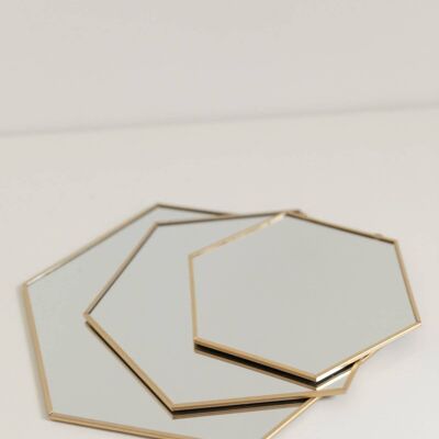 Set of 3 Hexagon mirrors Deco