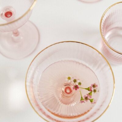 Set of 6 Rose Wine Glasses with golden rim · Deco ·