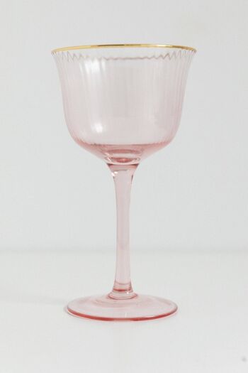Ensemble de 6 verres à vin rosé avec bord doré · Déco · 2
