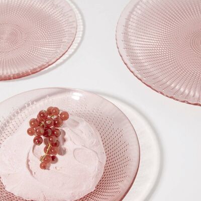 Set de 6 assiettes plates en verre Strawberry Dots Deco