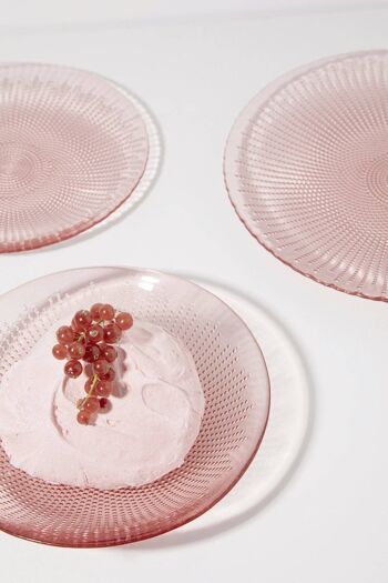 Set de 6 assiettes plates en verre Strawberry Dots Deco 1