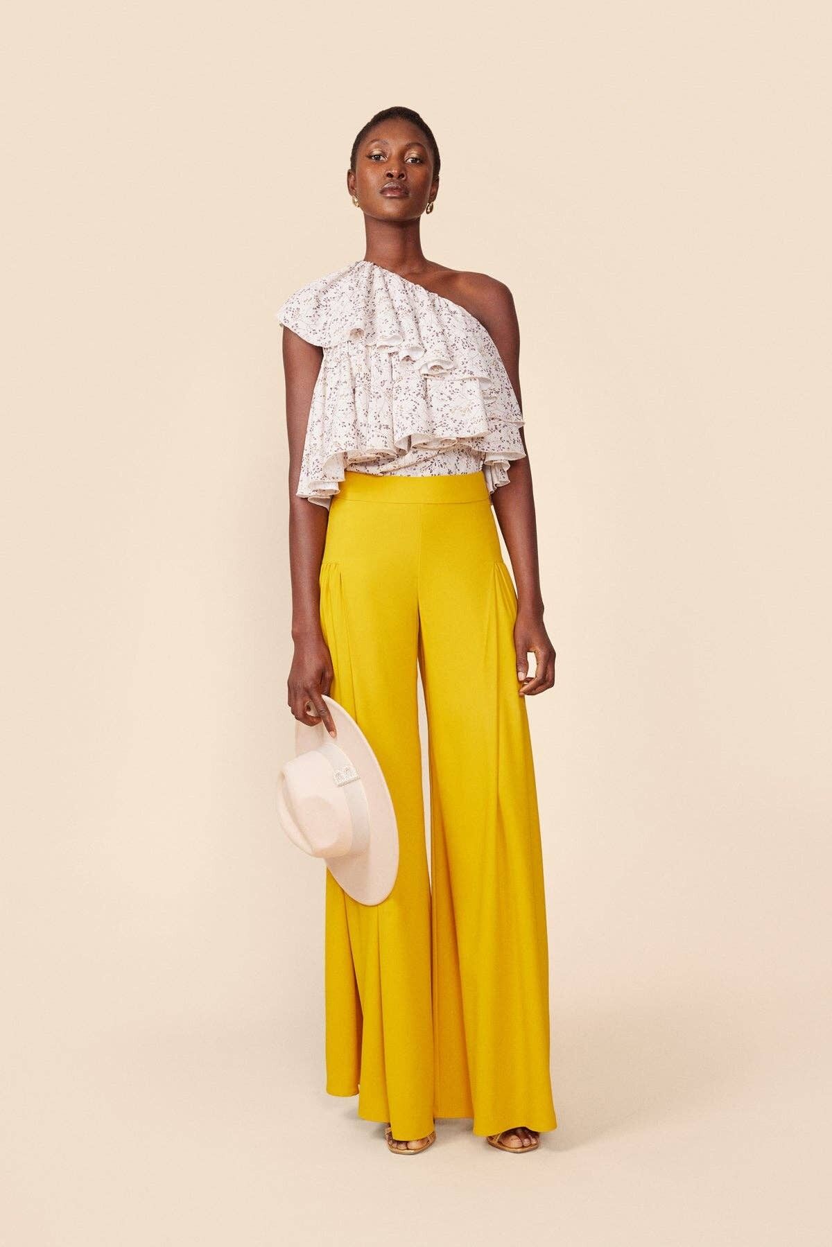 Zara yellow best sale palazzo pants