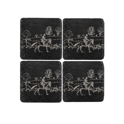 4 Slate Coasters - Hunting