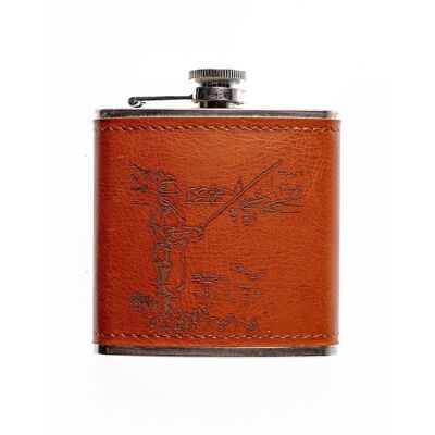 Leather Hip Flask - Fishing