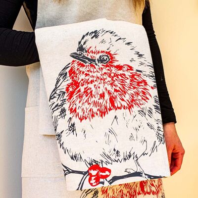 Linen Tea Towel - Robin