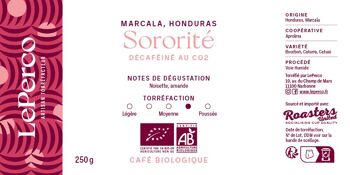 Café du Honduras décaféiné Bio – Grains 250g – Sororité Déca 2