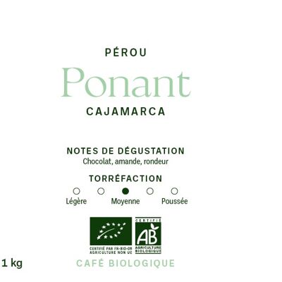 Café du Pérou Bio – Grains 1kg – Ponant