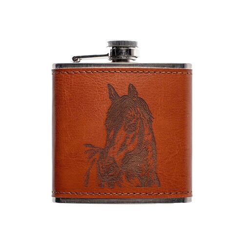 Leather Hip Flask - Horse Portrait