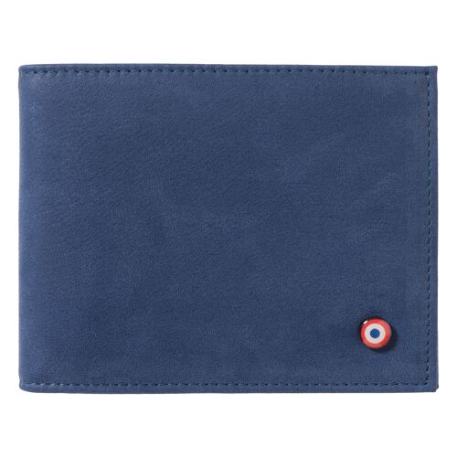 Portefeuille Italien Arthur cuir Nubuck Mer indigo